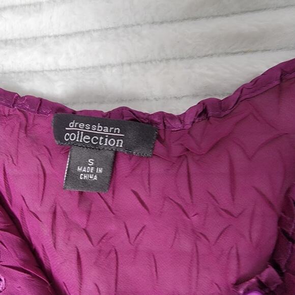 Dressbarn Purple Smocked Midi Dress Sz S Flutter Sleeve Flaw Tear As Is Boho - Picture 7 of 9